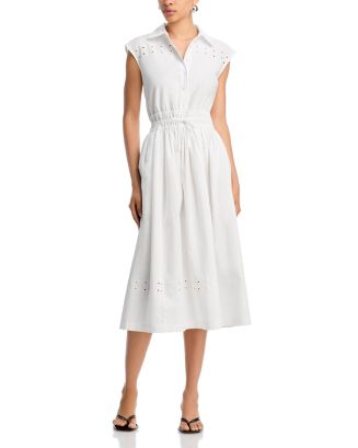 Derek Lam 10 Crosby Nikita Cotton Poplin Eyelet Mide Dress