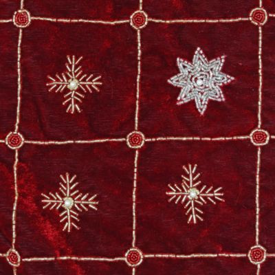 Red Velvet Tree Skirt with Silver &amp; Gold Snowflake, 50&amp;quot;