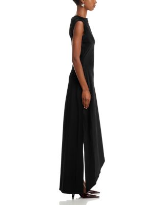Crepe Back Satin Asymmetrical Gown