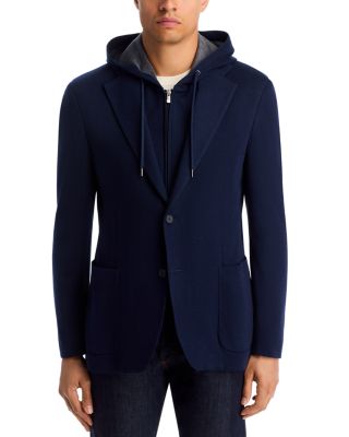 Double Face Jersey Removable Hood Slim Fit Sport Coat