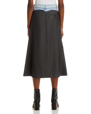 Long Denim Skirt in Long Skirt Dune/Light Blue