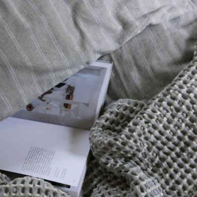 Flannel Marl Stripe Duvet Cover Set, Full/Queen