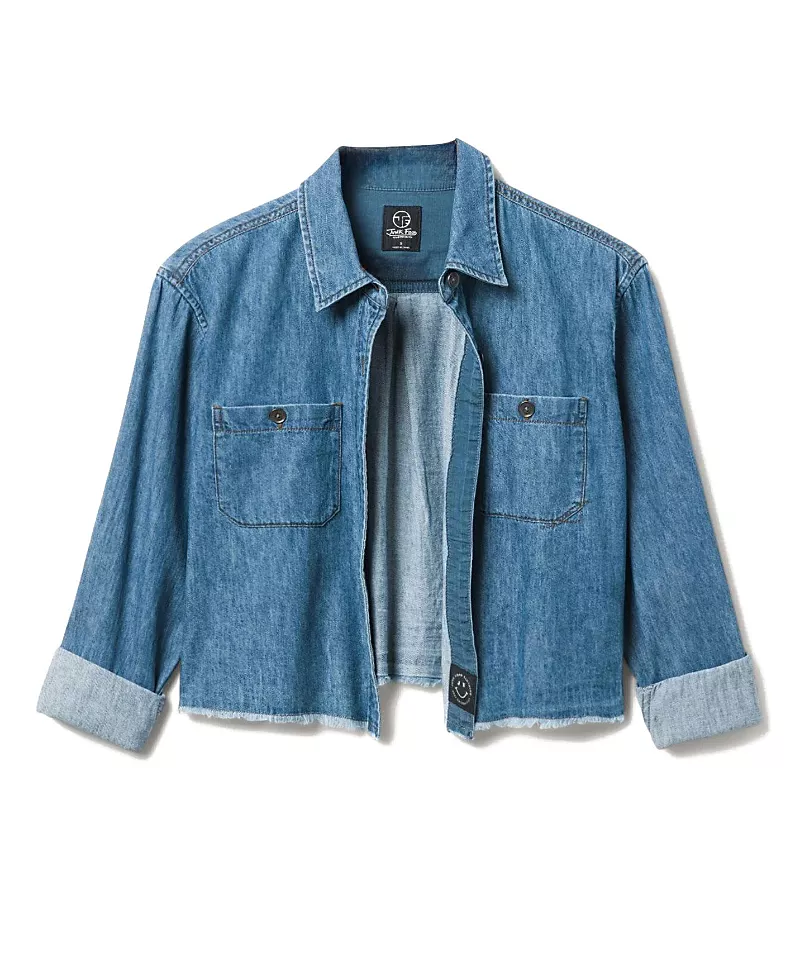 Junk Food Clothing Women's Hemp Denim Crop Shirt