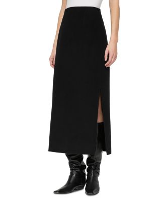High Waisted Wool Blend Midi Skirt  