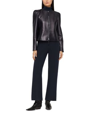 Puff Sleeve Slim Leather Jacket