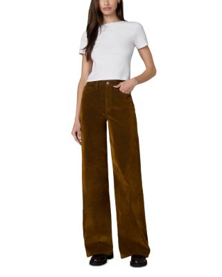 The Mia Wide Leg Flocked Jeans in Bronze Brown