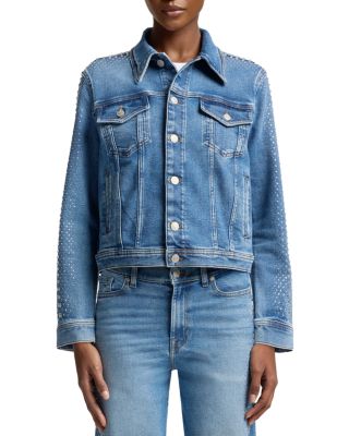7 For All Mankind Adi Embellished Jean Trucker Jacket in