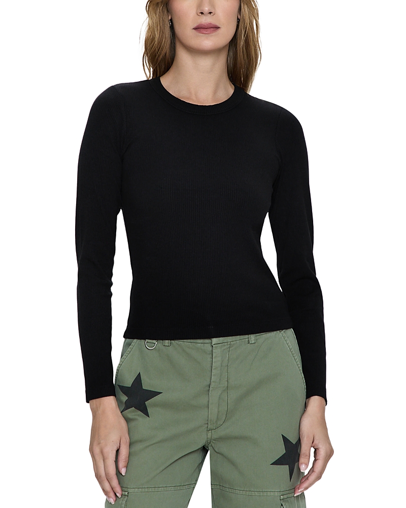 Pistola Juno Rib Long Sleeve Merino Wool Blend Top In Black