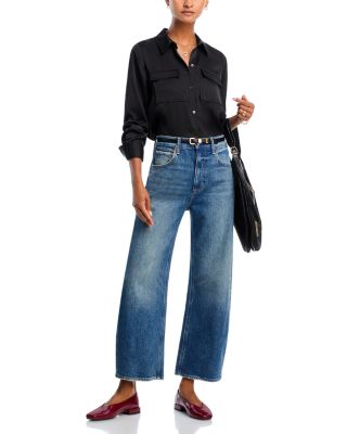 Arellia High Rise Ankle Seamed Barrel Jeans in Stones