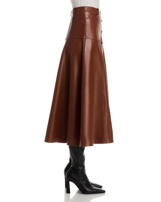 Veena Faux Leather Midi Skirt