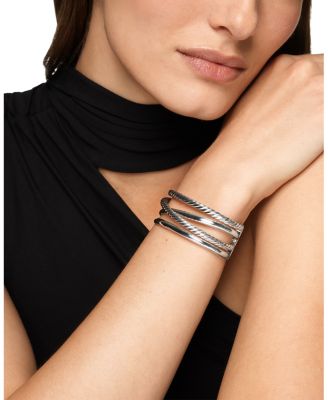 Bold Crossover Multi Row Cuff Bracelet in Sterling Silver, 24.4mm