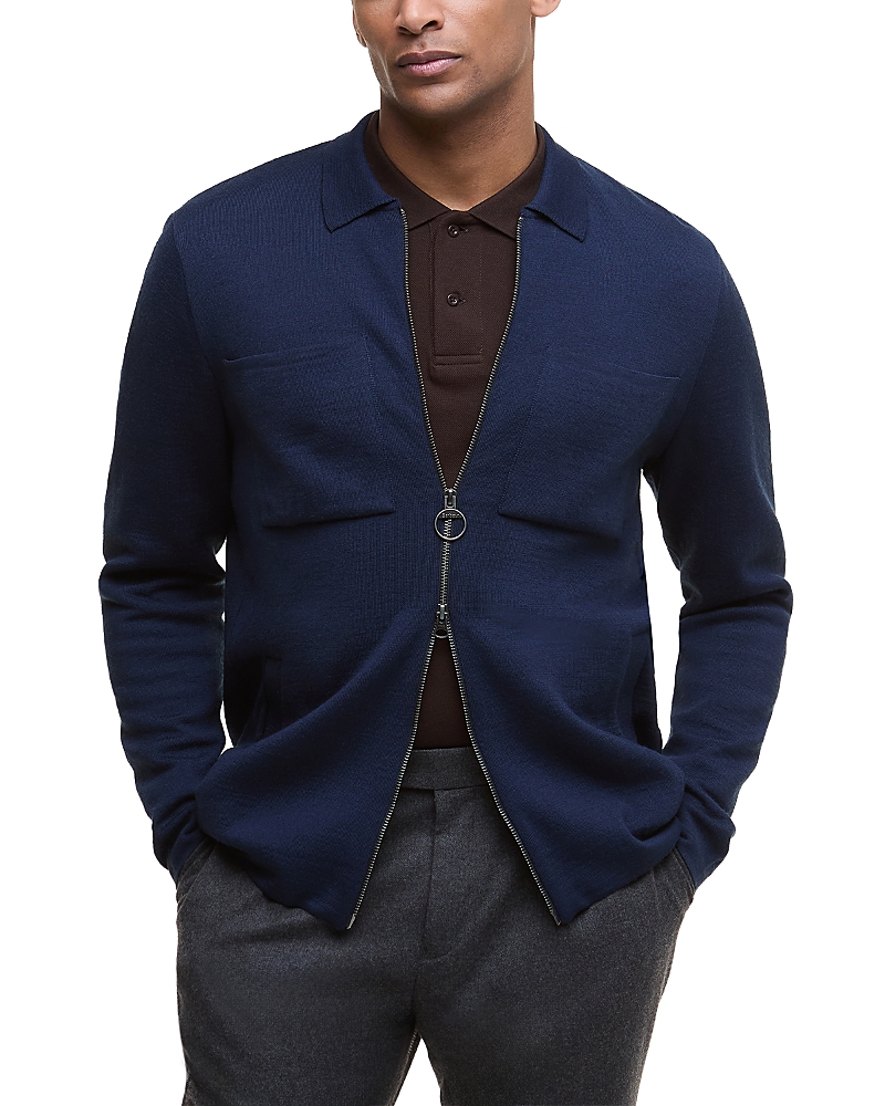 Barbour Crosscombe Zip Front Sweater In Blue