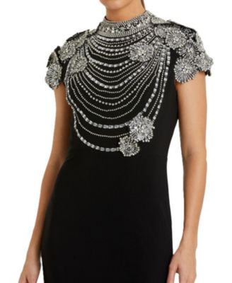 High Neck Embellished Column Gown