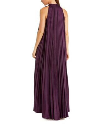 Pleated Halter Neck High Low Gown