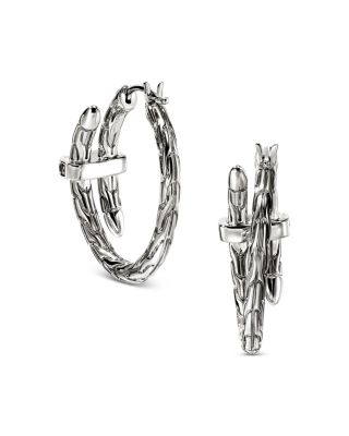 Sterling Silver Spear Blue Sapphire Coil Hoop Earrings