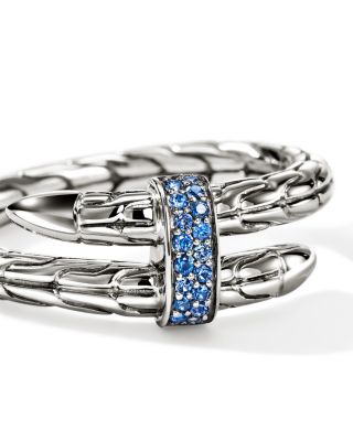 Sterling Silver Spear Blue Sapphire Coil Ring