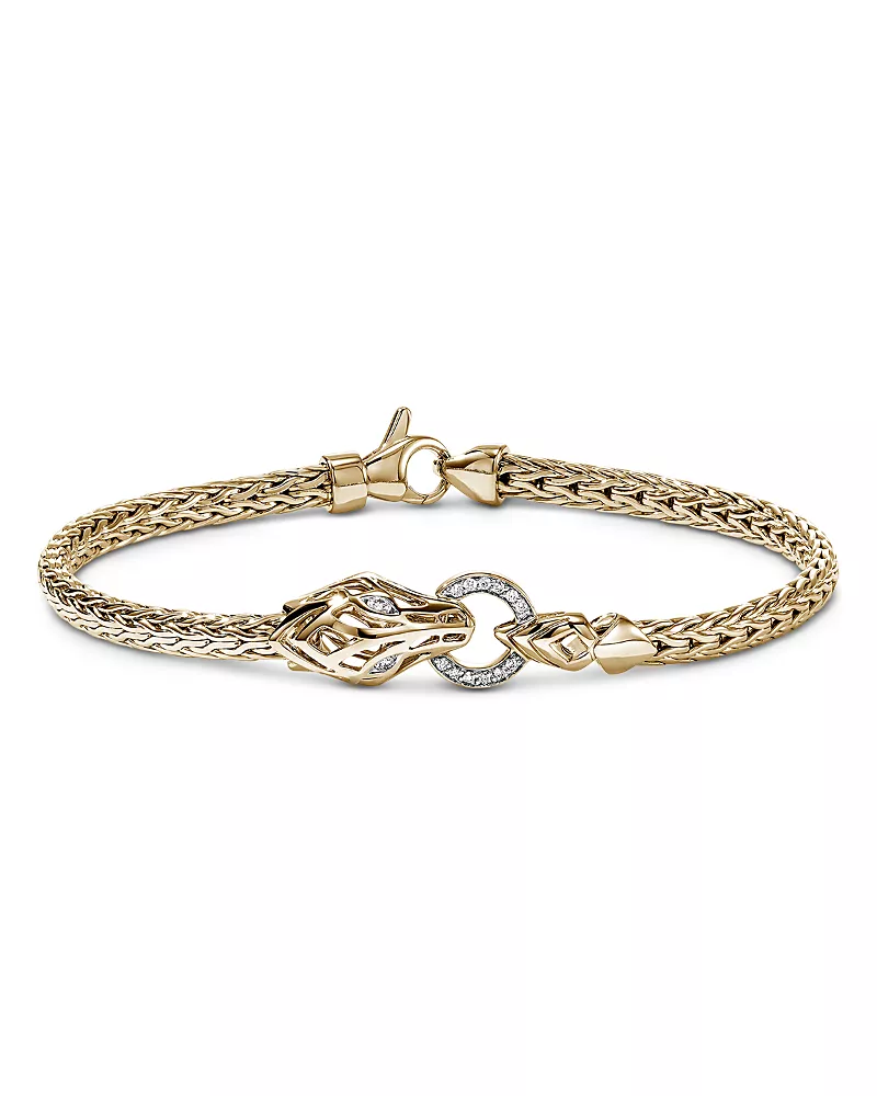 John Hardy 14K Yellow Gold Diamond Naga Bracelet, 0.07 tcw