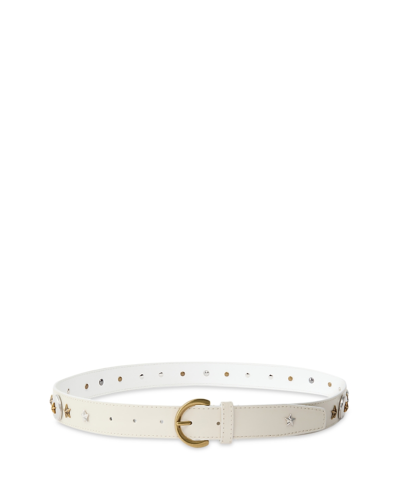 Pinko Star-studded Leather Belt In White
