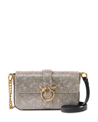 PINKO Love One Slouchy Baby Monogram Leather Crossbody Bag
