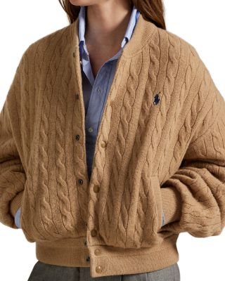 Cable Knit Wool Cashmere Bomber Jacket