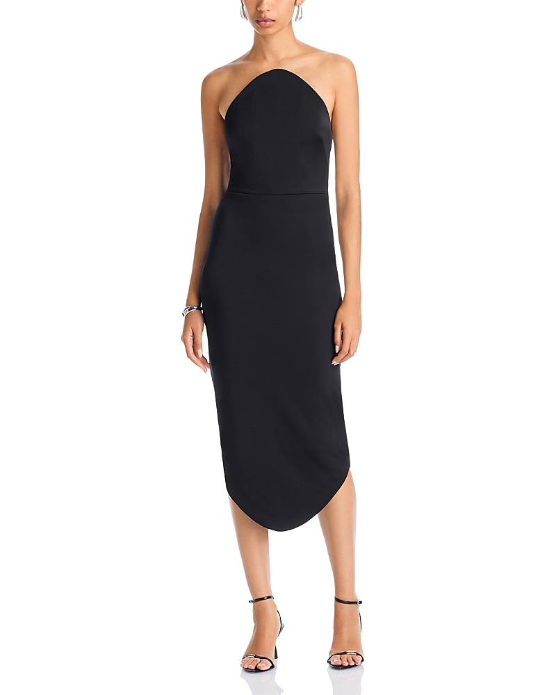 Black Halo Aurelius Strapless Midi Dress In Black
