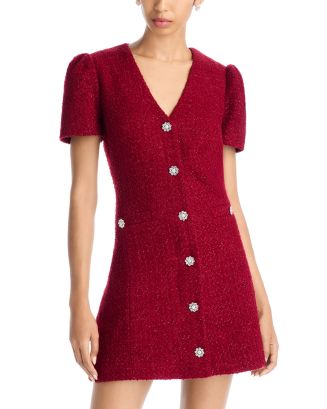 【美品】Tweed Dress Tweed Pocket Zip Mini Dress For Daily Casual