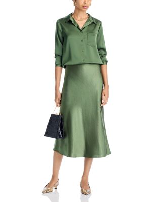 Satin Button Front Blouse - Exclusive