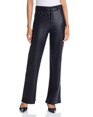 Aqua Faux Leather Flared Pants - Exclusive