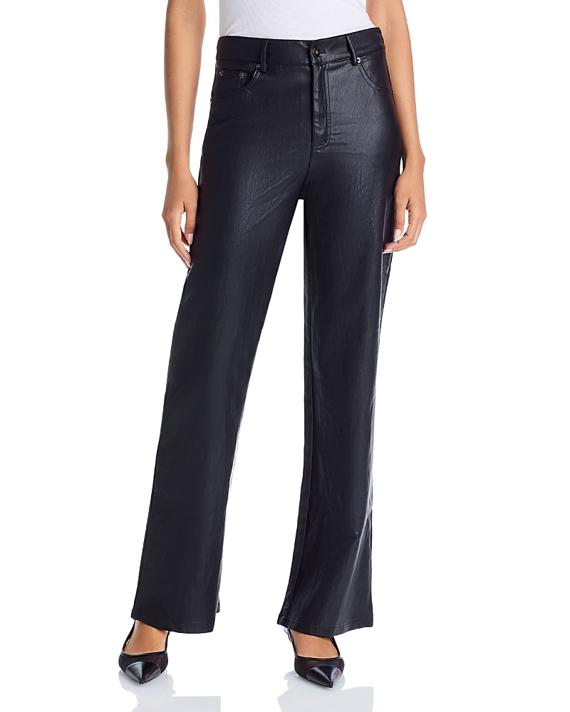 Aqua Faux Leather Flared Pants - Exclusive