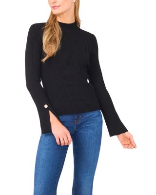 Alivia Mock Neck Button Cuff Sweater
