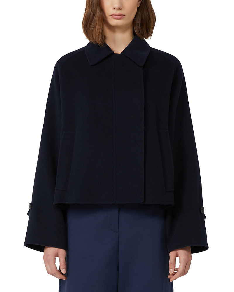 Weekend Max Mara Wool Broadcloth Cropped Coat In Blue