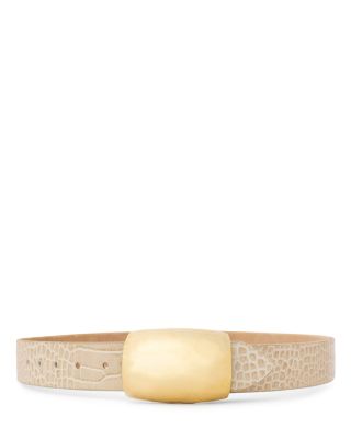 Milou Domed Croc Embossed Leather Belt