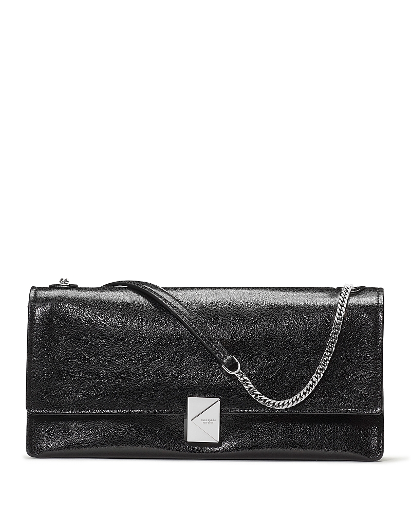 Kate Spade New York Deco Glazed Leather Soft Shoulder Bag In Black
