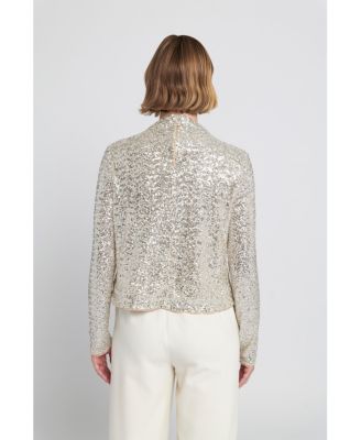 Sequin Knit Mock Neck Top