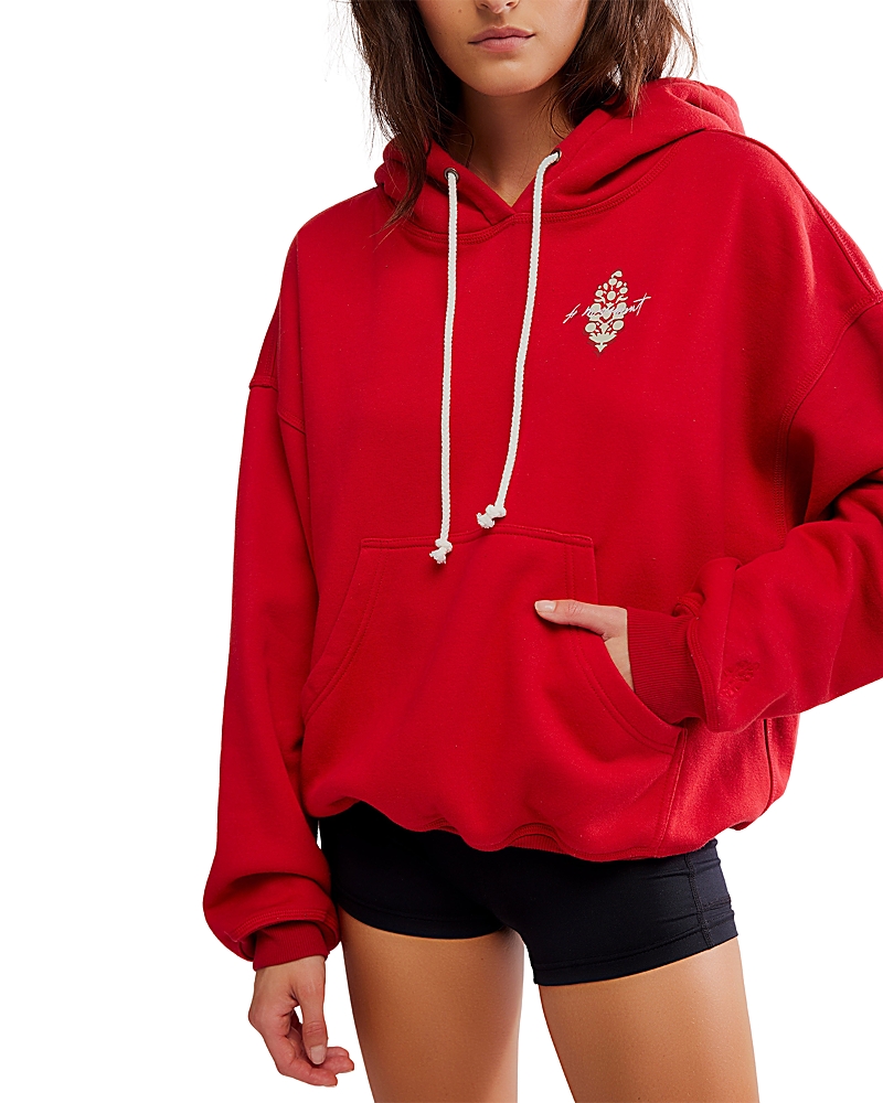 Free People Final Call Graphic Hoodie In Red