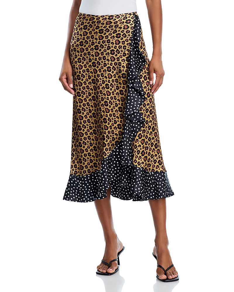 Aqua X Angelica Hicks Leopard Doesn't Change Its Spots Midi Skirt - Exclusive In Brown