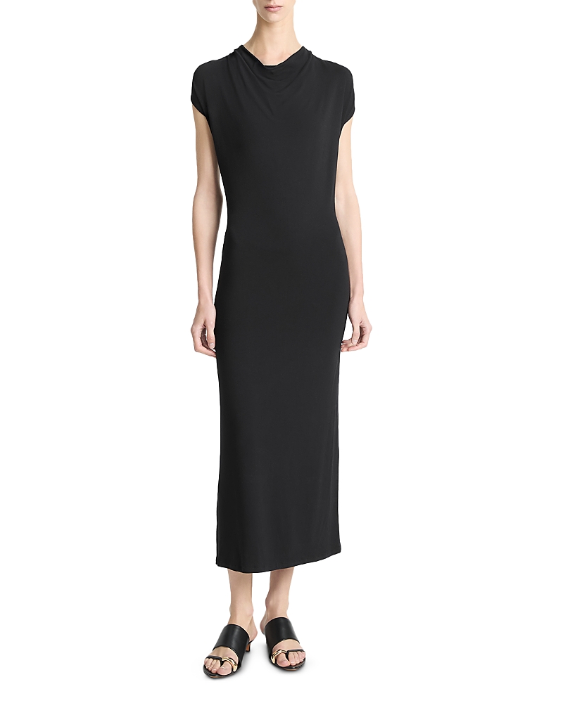 Vince Cowl Neck Cap Sleeve Maxi Dress In Black