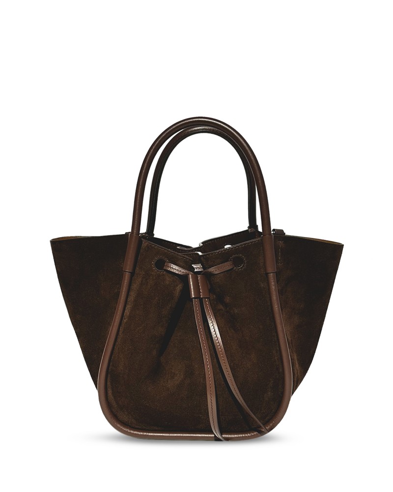 Proenza Schouler Small Ruched Soft Suede Tote Bag in Chocolate Suede