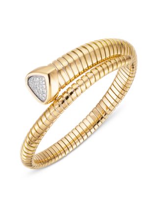 Trisola Diamond Trompette Bangle Bracelet in 18K Yellow Gold
