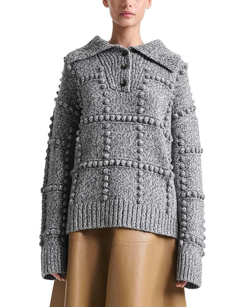 Altuzarra Mitch Textured Merino Wool Polo Sweater In Gray