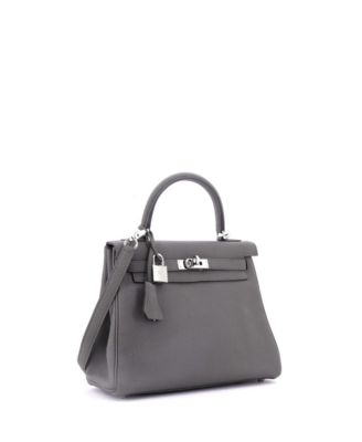 Kelly 25 Handbag Grey Togo with Palladium Hardware
