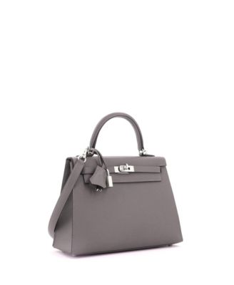 Kelly 25 Handbag Grey Epsom with Palladium Hardware