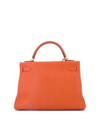 Kelly 32 Handbag Orange Chevre de Coromandel with Gold Hardware
