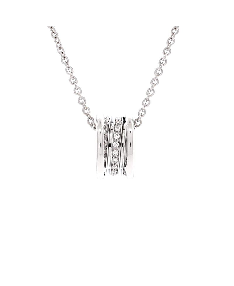 Pre-owned Pre-owned Bvlgari Bvlgari B. Zero1 Pendant Necklace 18k White Gold With Diamonds