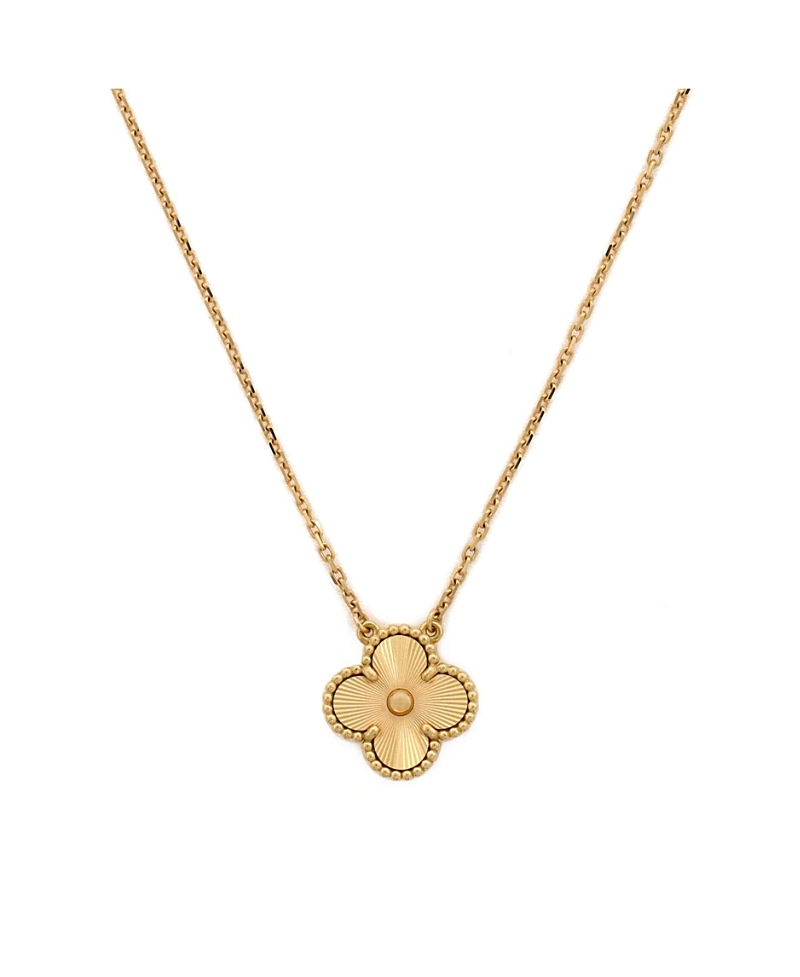Pre-owned Pre-owned Van Cleef & Arpels Van Cleef & Arpels Vintage Alhambra Pendant Necklace Guilloche 18k Gold