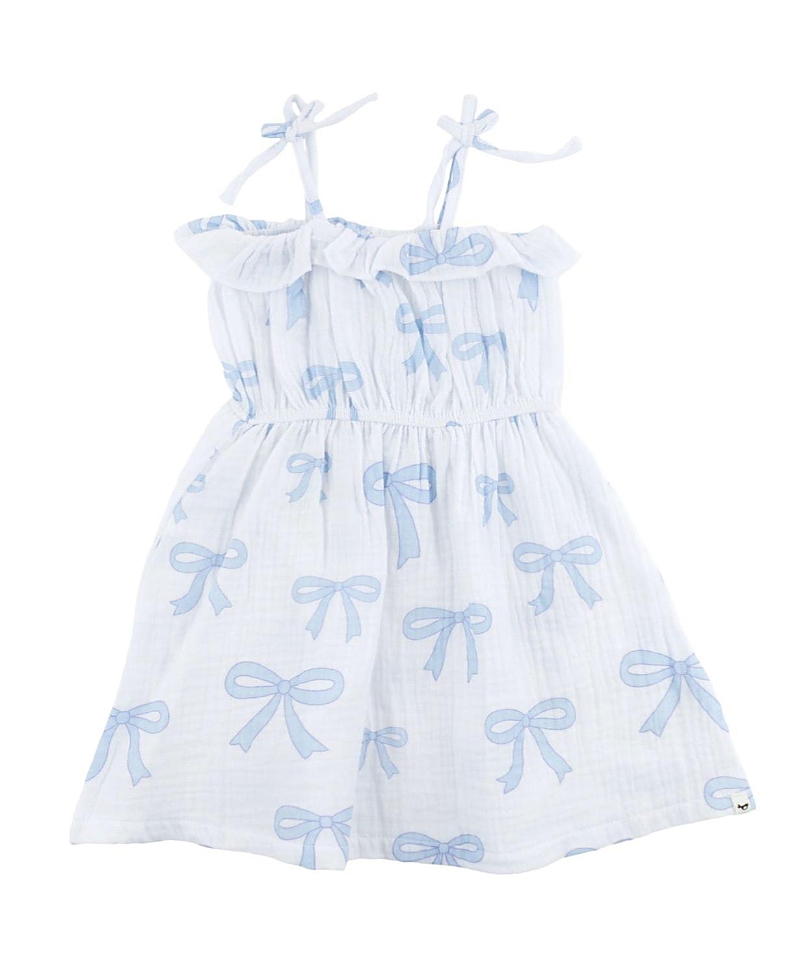 Oh Baby ! Girls' Big Bows Harriet Ruffle Cinched Dress - Baby, Little Kid In White