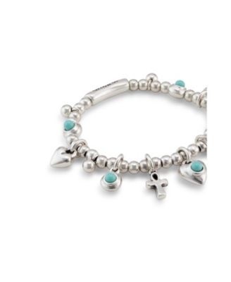 Sterling Plated Beaded Bracelet with Charms
