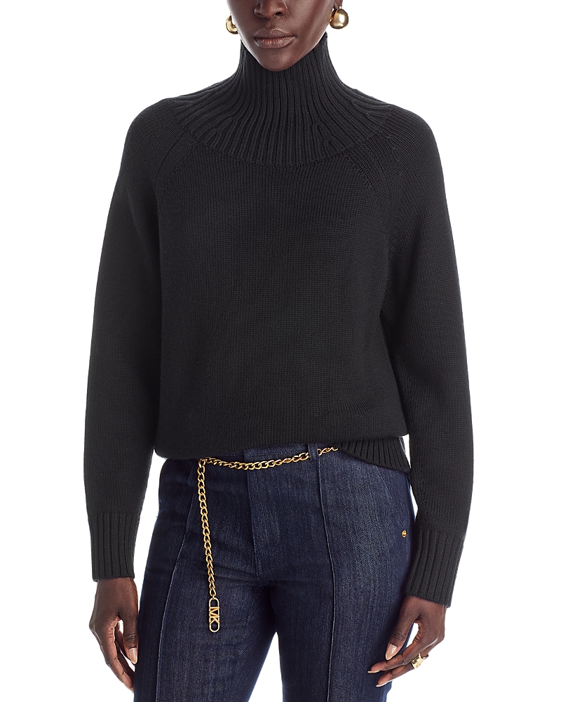 Michael Kors Michael Turtleneck Easy Sweater In Black