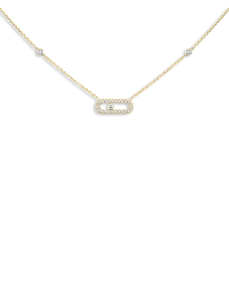 Messika Diamond Move Uno Pave Necklace In 18k Gold, 16.5, 0.22 Tcw In Gold