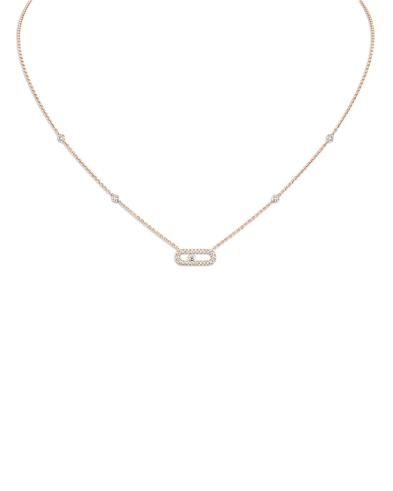 Messika Diamond Move Uno Pave Necklace in 18K Gold, 16.5, 0.22 tcw